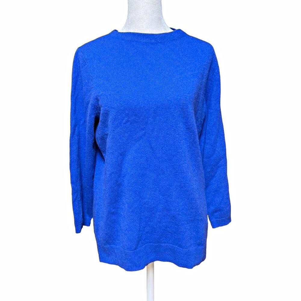 Talbots Blue Cashmere Knit Crewneck Pullover Sweater Long Sleeve Womens L